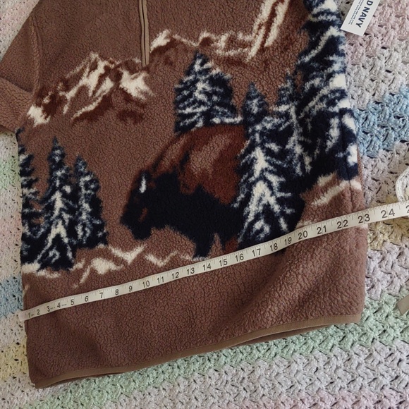 NWT Old Navy Medium Sherpa 1/4 Zip Buffalo Pullover - Picture 7 of 14